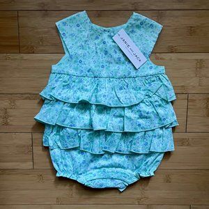 NWT Janie + Jack Mint/Lavender Floral Ruffle Romper - 6-12m